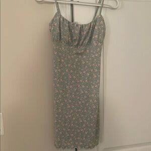 Le Lis Green Ruched Slip Midi Dress